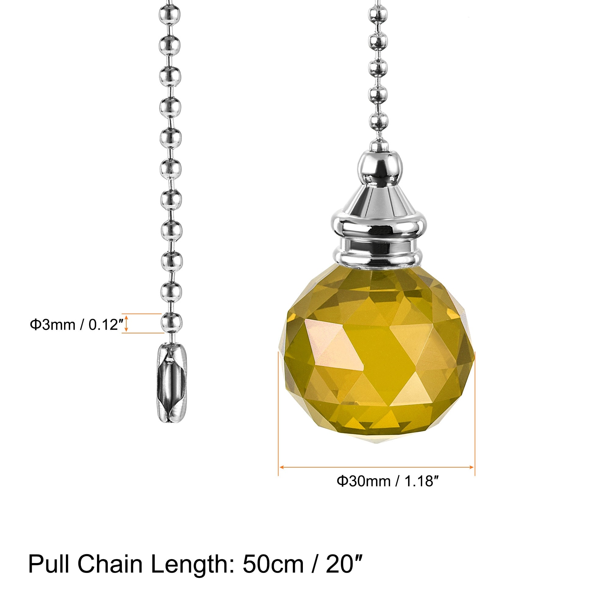 20 Inch Ceiling Fan Pull Chain Extension 30mm Crystal Bubble Ball