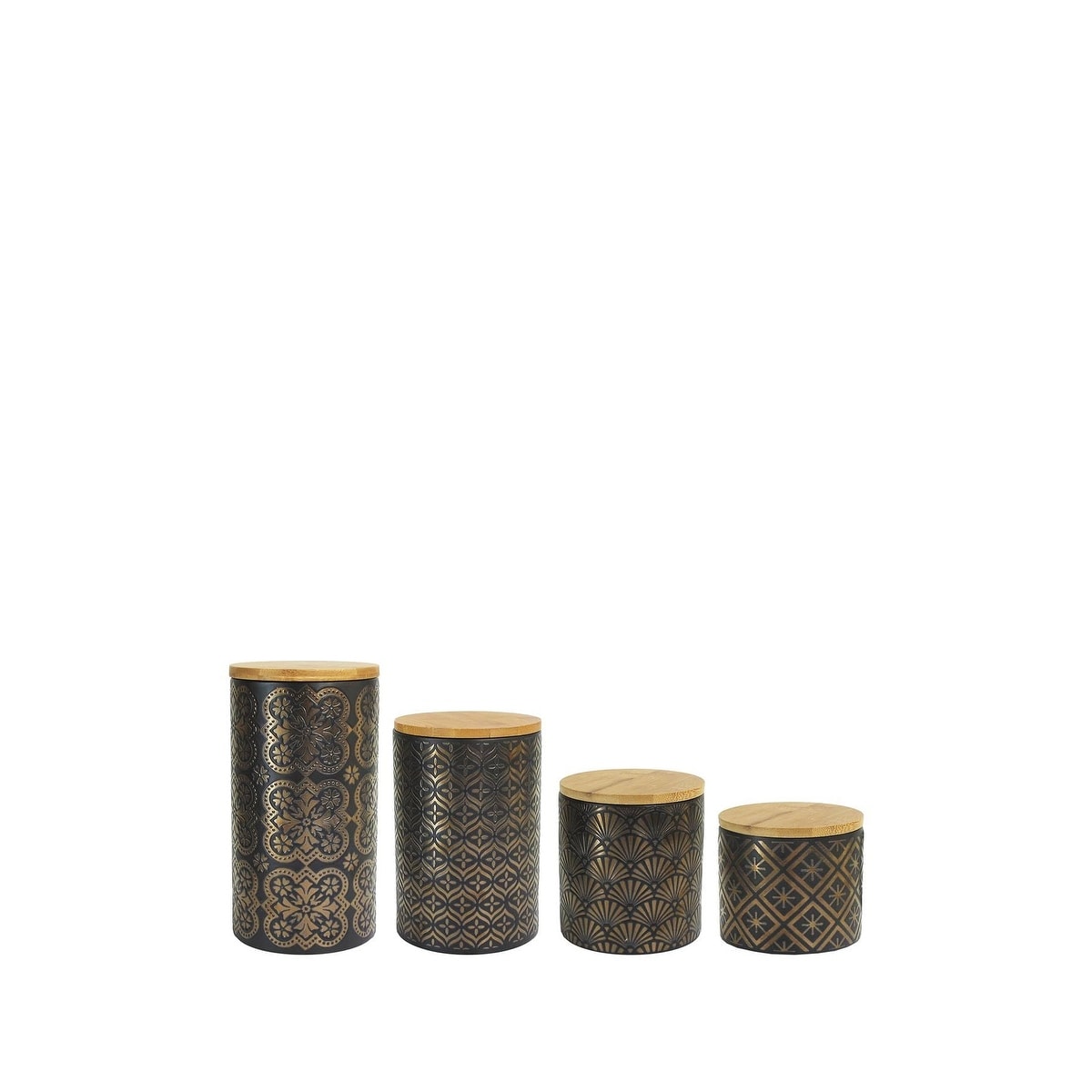 Shop American Atelier Metallic Gold And Black Earthenware Canister