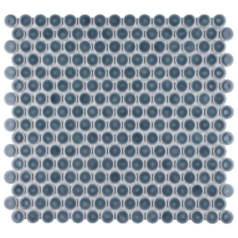 Merola Tile Hudson Penny Round Storm Grey 11-7/8" x 12-5/8" Porcelain Floor and Wall Tile