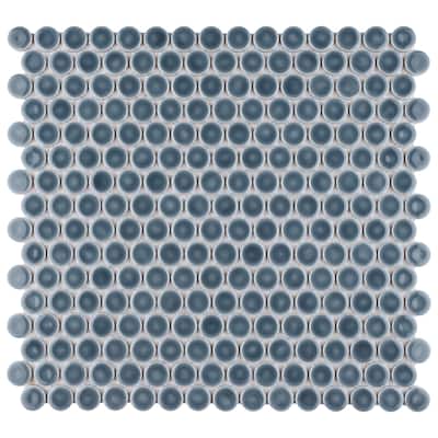 Merola Tile Hudson Penny Round Storm Grey 11-7/8" x 12-5/8" Porcelain Floor and Wall Tile