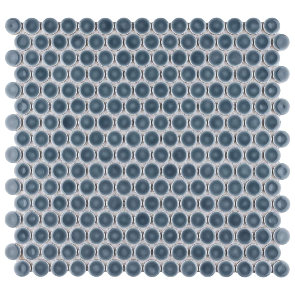 Merola Tile Hudson Penny Round Storm Grey 11-7/8" x 12-5/8" Porcelain Floor and Wall Tile