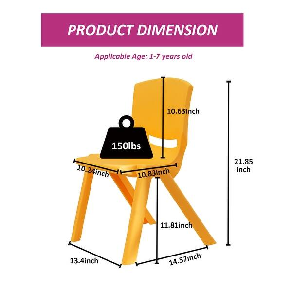 Kids Chair, Children Lightweight Plastic 4 Chairs Set with 11.8" H Seat for Playrooms, Preschool, Toddlers