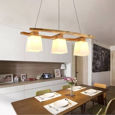 Elegant Wood Island Hanging Pendant Light Chandelier Bar Ceiling Lamp - 29" x 52"