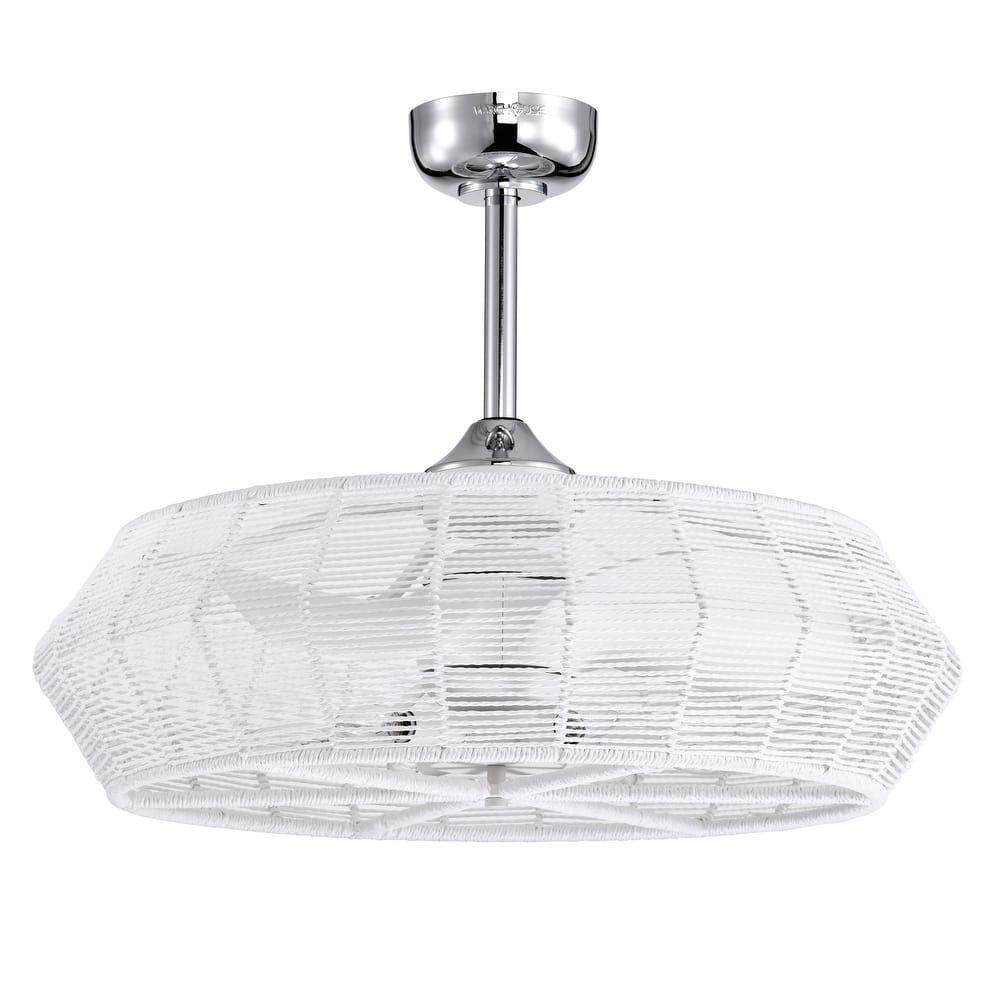 Akasha 28 Inch Rattan Rope Fandelier 6 Light with Remote (Color Optional)