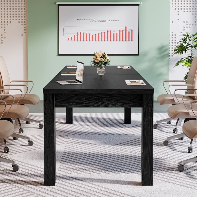 6.5 ft Solid Wood Conference Table, 78.7" Rectangular Meeting Table