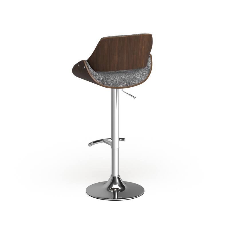 Carson Carrington Svellingen Mid-century Modern Walnut Wood and Fabric Adjustable Swivel Bar Stool