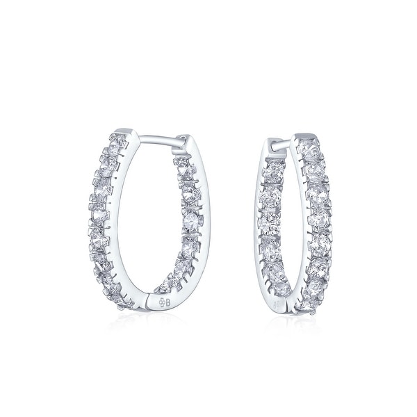 Bridal Oval Shape Inside Out Channel Set Cz Small Hoop Earrings Bridal Oval Shape Inside Out Channel Set Cz Small Hoop Earrings Of Women Cubic Zirconia 925 Sterling Silver 60 Inch Dia On Free Shipping