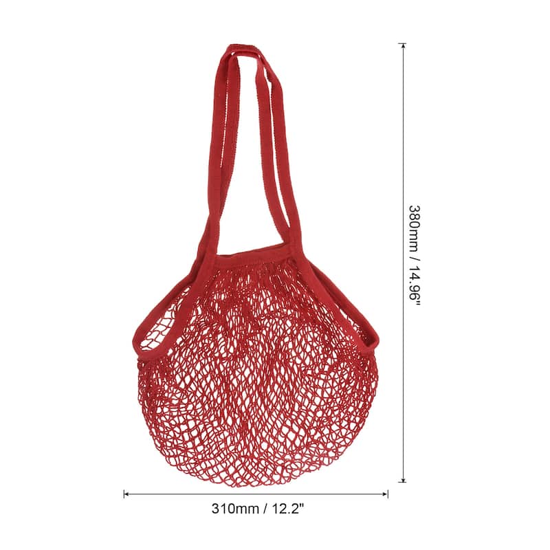 Cotton Mesh Bag, 15x12.2" Long Handle Mesh Net Grocery Bags 2 Pcs