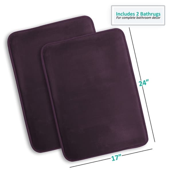 dimension image slide 43 of 58, Clara Clark Ultra Soft Plush Bathroom Rug - Non-Slip, Velvet, Memory Foam Bath Mat - Set of 2