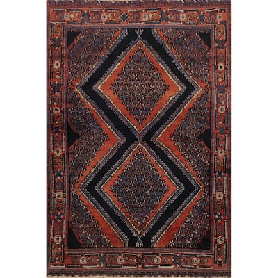 Hand Knotted Oriental 100% Wool Carpet Traditional Geometric Oranges & Rust Afshar Area Rug - 5' 5'' X 4' 3''