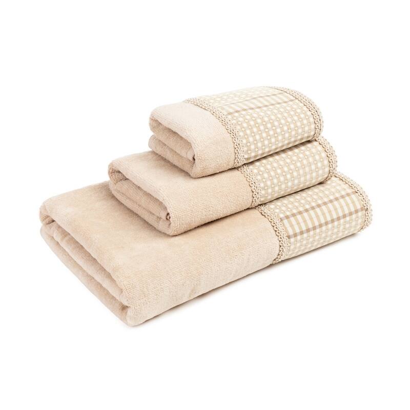 Austin Horn Classics Exposure Brown 3-piece Decorative Towel Set, Jacquard Band, double row gimp braid, Bath, Hand, Tip Towel