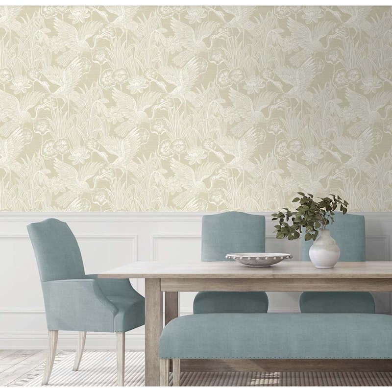 Seabrook Designs Marsh Cranes Nonwoven Unpasted Wallpaper