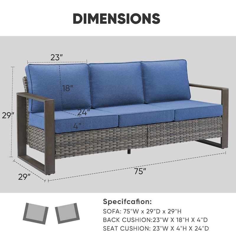 Gymojoy Patio Sofa Wicker High Back Sofa