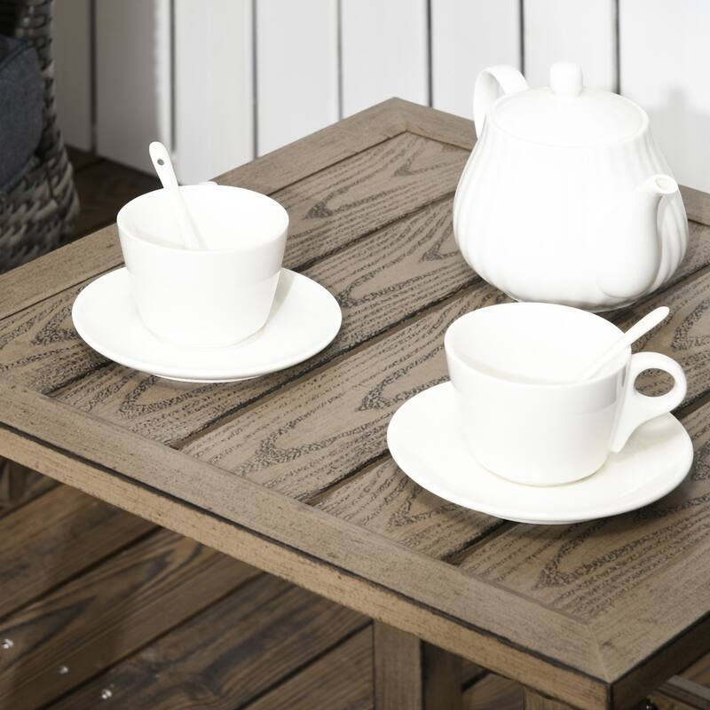 Outsunny 3-Piece Patio Bistro Set, PE Rattan Wicker Outdoor Furniture with Soft Cushions, 2 Rocking Chairs