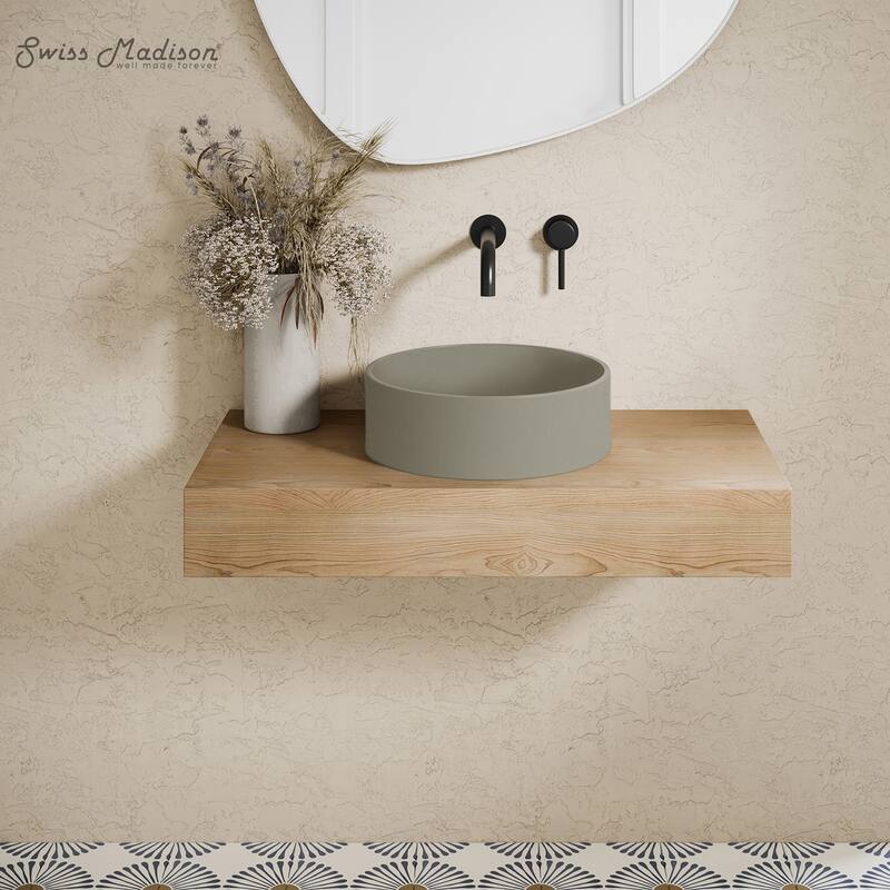 Lisse 14.5" Concrete Round Vessel Sink In Matte Taupe - 14.5