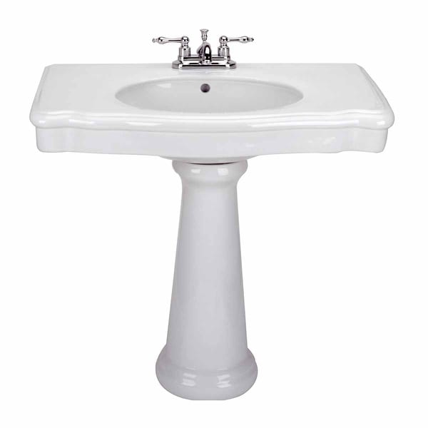 White China Darbyshire Pedestal Sink Centerset Faucet Holes with Overflow