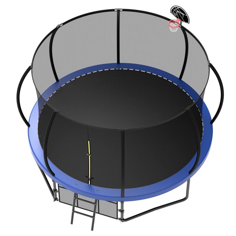 Kids Recreational Trampoline - Safety Enclosure Net, Ladder, Outdoor Use - Blue - 144.09
