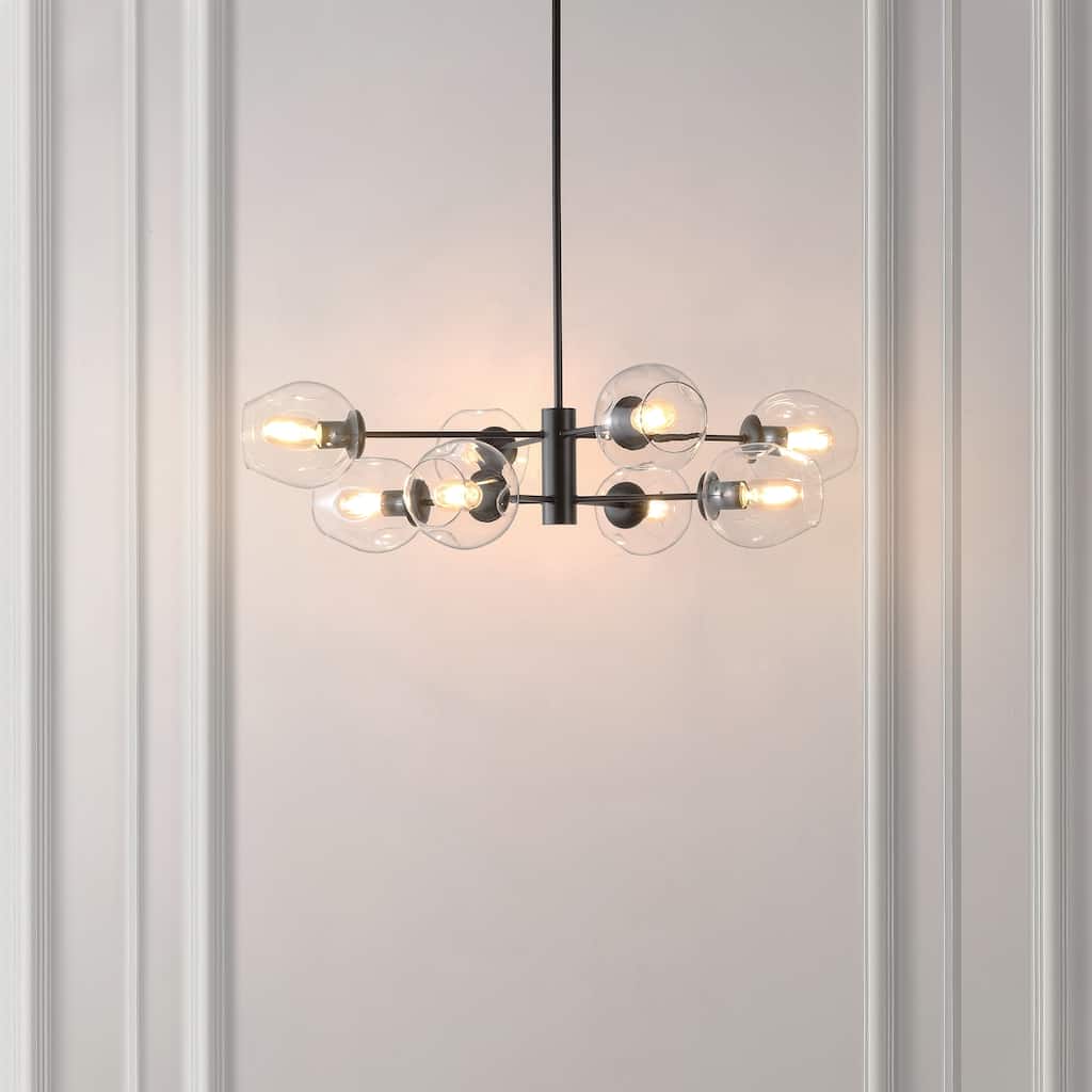 SAFAVIEH Lighting Mared 8 Light 36.5" Chandelier - 37" x 37" x 17-47"- withD/H - Black