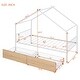 preview thumbnail 10 of 26, Twin Size Metal House Bed with Two Drawers and Roof for Kids, Boys and Girls, Bedroom