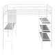 preview thumbnail 5 of 11, Full Size Loft Metal Bed with 3 Layers of Shelves and Desk, White