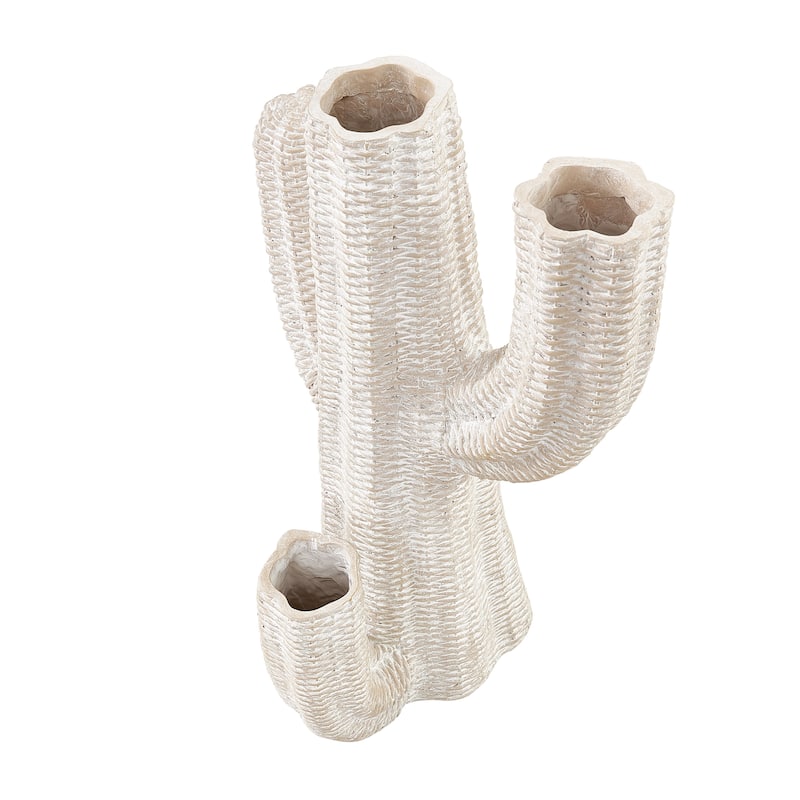Resin Cactus Tall Textured Indoor Outdoor Planter - Cream - Roche River Decor