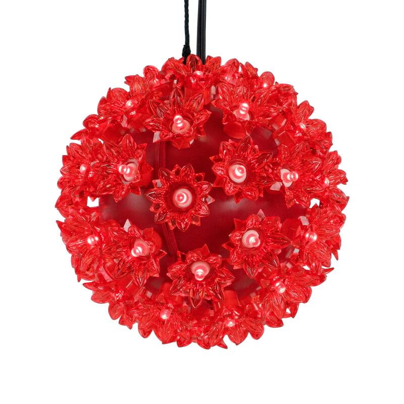LED Lighted Starlight Sphere Hanging Outdoor Christmas Decoration- 6" - Red Lights