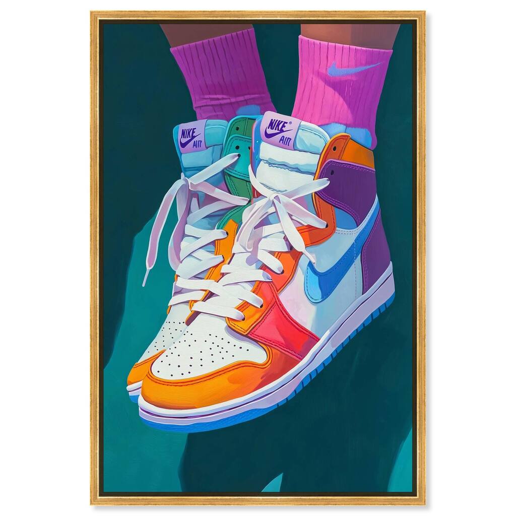 Colorful Sneaker Jump Canvas by Art Remedy
