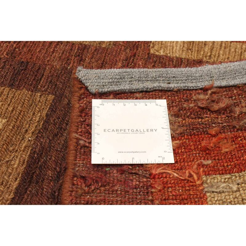 ECARPETGALLERY Flat-Weave Natural Burgundy Wool Tapestry Kilim - 2'7 x 7'10