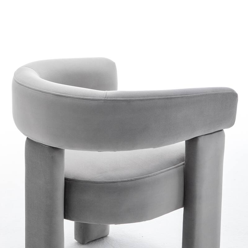 SEYNAR Modern Velvet Accent Chair, Upholstered Barrel Armchair with Curved Back and Thickened Padded Seat