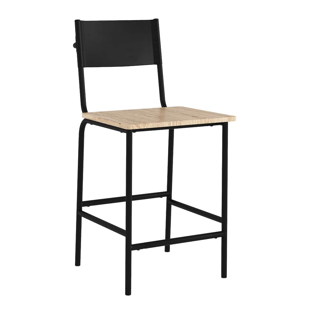 Wood Industrial Counter-Height Stool with Comfortable Seating, Black - 18.50" W x 23.47" D x 38.23" H