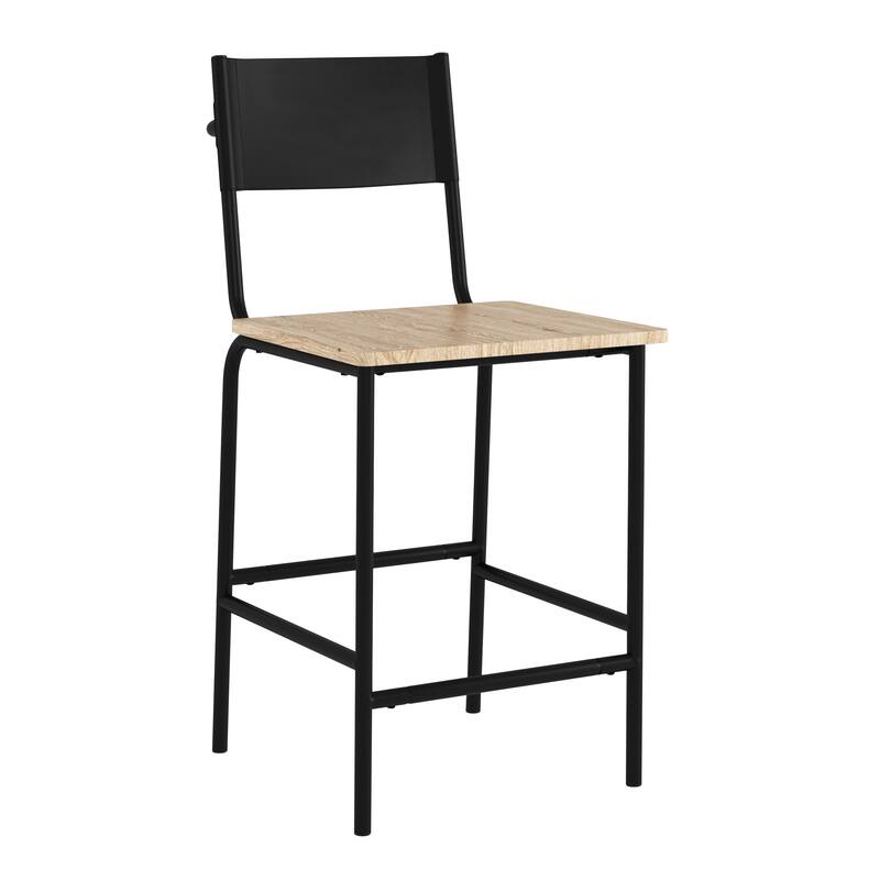 Wood Industrial Counter-Height Stool with Comfortable Seating, Black - 18.50" W x 23.47" D x 38.23" H