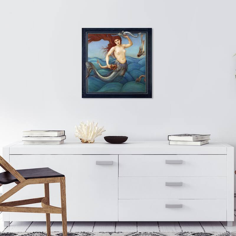 Wynwood Studio Canvas Fantasy and Sci-Fi A Sea Nymph by Sir Edward Burne Jones Blue and Teal Traditional Wall Art Canvas Print - 20 x 20