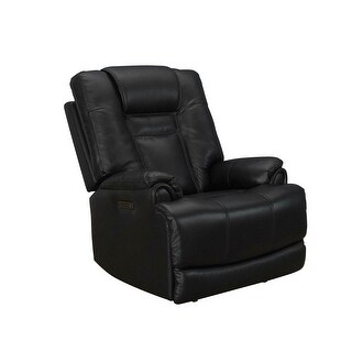 Genuine Leather Power Recliner in Black with Zero Gravity and USB Port ...