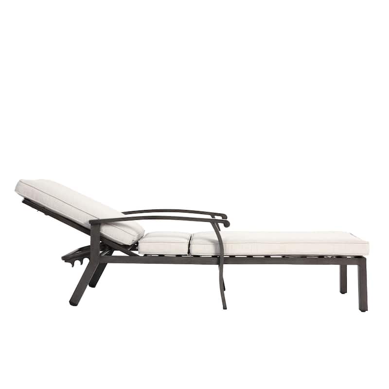 Outdoor Aluminum Cast Adjustable Chaise Lounge Chair with Wheels