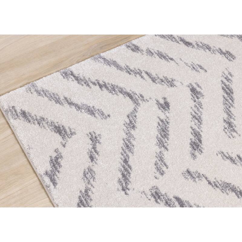 Brookfield Collection - Faded Grey/Cream Zig Zag Rug