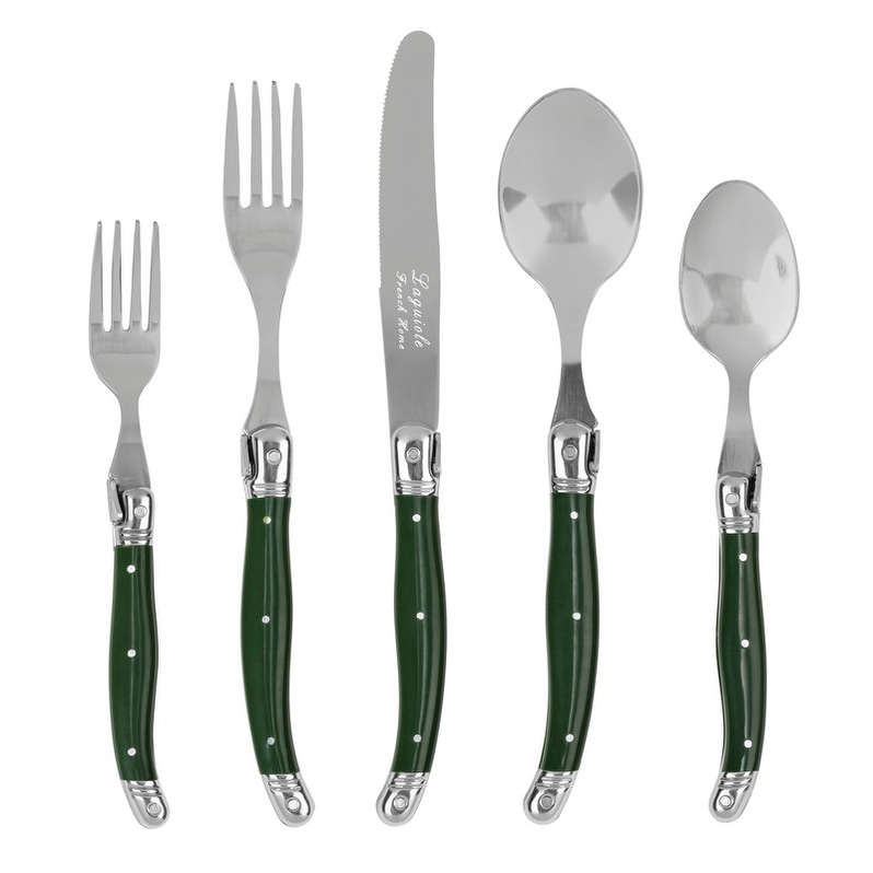 French Home Laguiole Connoisseur 20-Piece 18/10 Stainless-Steel Douglas Fir Flatware Set