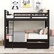 preview thumbnail 42 of 57, Twin over Twin Classic Wooden Bunk Bed with Two Drawers,Space-Efficient Multifunctional Bunk Bed With Storage