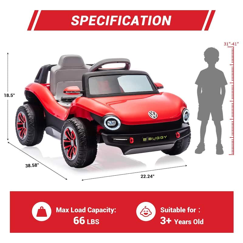 12V Ride On Car for Kids Licensed Volkswagen Beetle