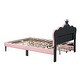 preview thumbnail 36 of 57, Upholstered Platform Bed w/ Crown Headboard, Leather Princess Bed Frame with Wood Slats Support for Kids Teens