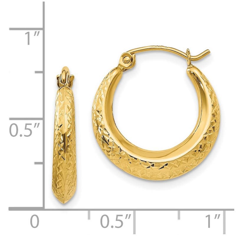 Curata 14k Yellow Gold Textured Hoop Earrings - 19x18mm
