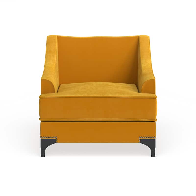 Weel Transitional Fabric Nailhead Trim Padded Accent Chair with Sloped Track Arms by Silver Orchid