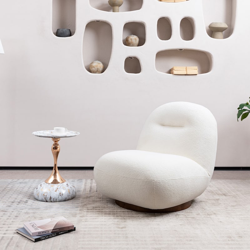 Velvet Swivel Accent Chair with Wood Frame