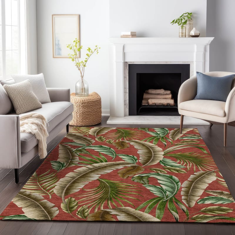 Premium Washable Super Soft Tropical Palms Mayfield Rug