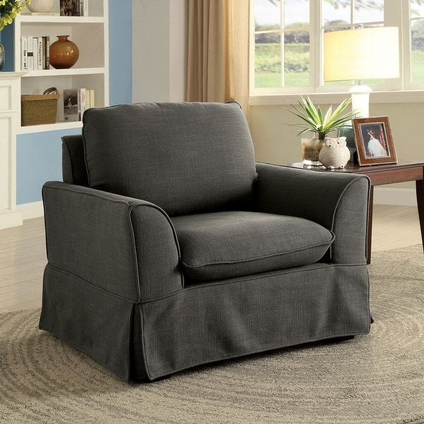 slide 2 of 3, Furniture of America Nis Transitional Linen Fabric Padded Accent Chair