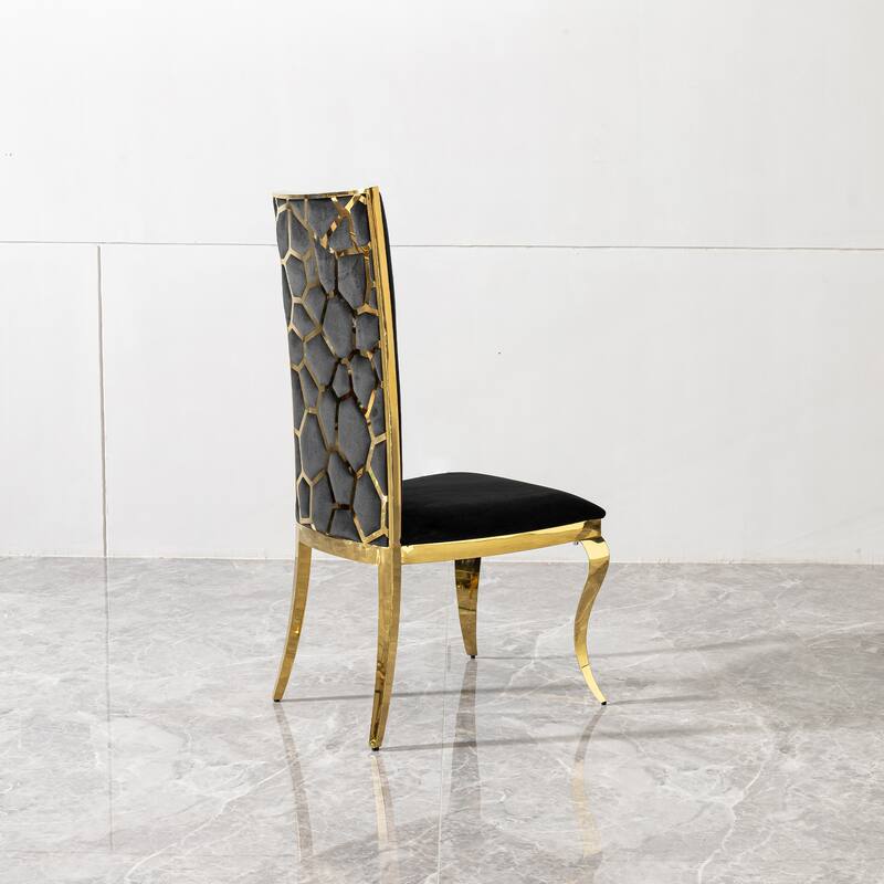 2 Piece Velvet Kitchen Dining Chairs with Upholstered, High Backrest, Stainless Steel Legs for Dining Room Kitchen Living Room