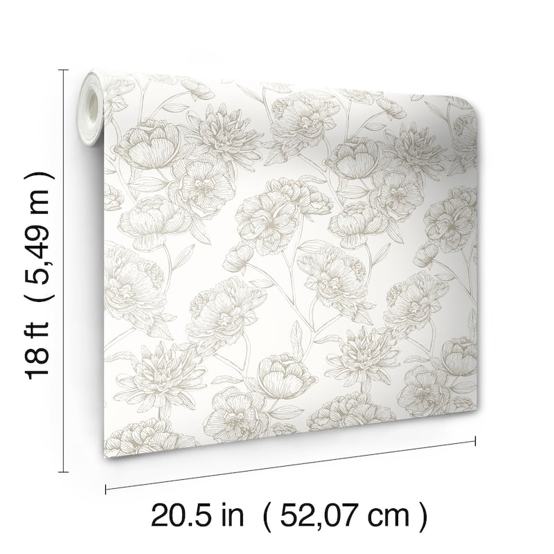 NuWallpaper Gilded Floral Cream Peel and Stick Wallpaper