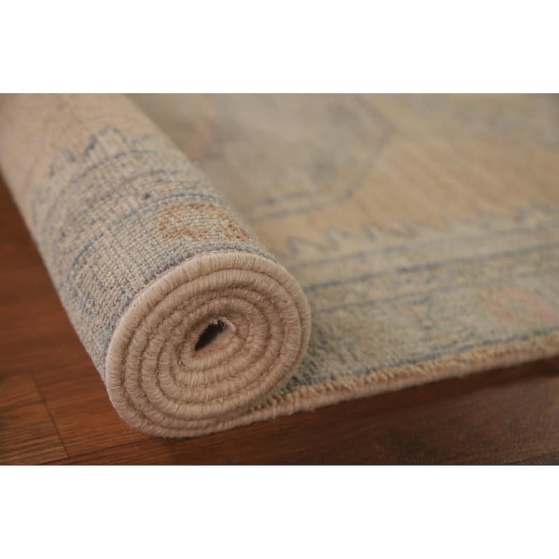Vegetable Dye Oushak Oriental Runner Rug Handmade Wool Carpet - 3'0"x 9'7"