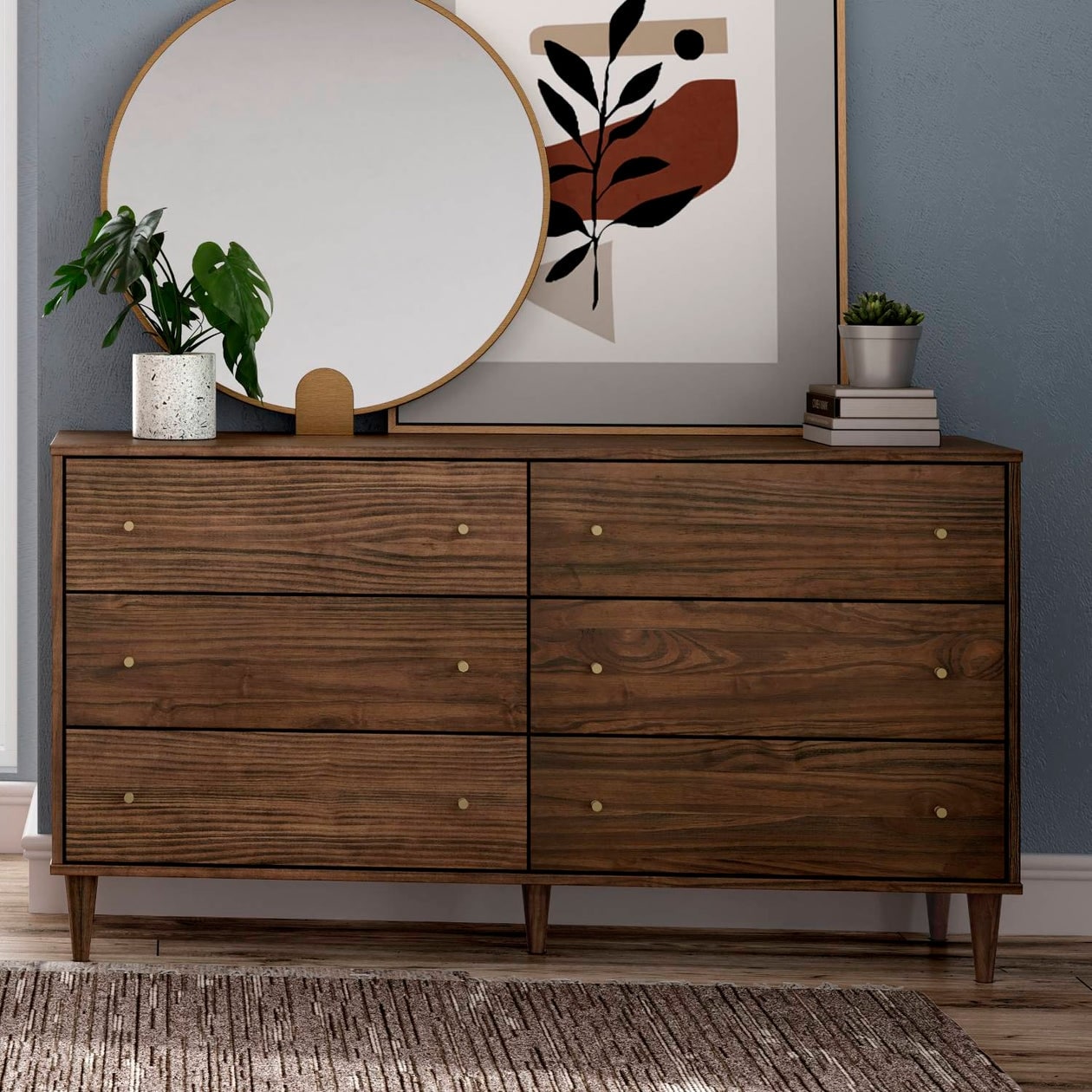 Grain Wood Furniture Mid Century 6-Drawer Dresser
