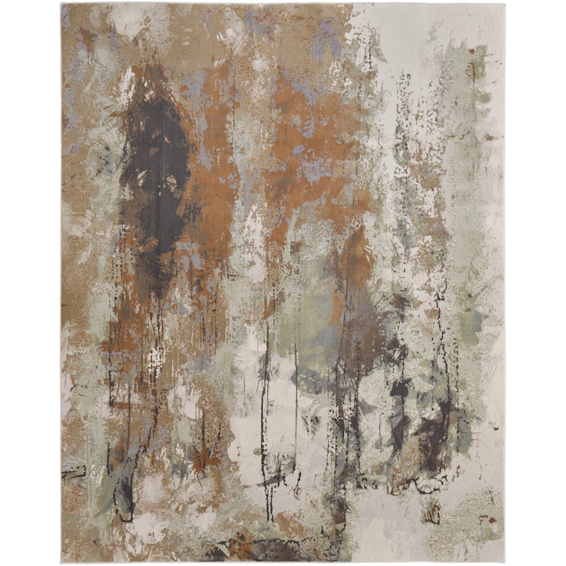Grand Bazaar Takara Machine Made Abstract Modern Area Rug - 10' x 13'2" - Orange/Purple/Green