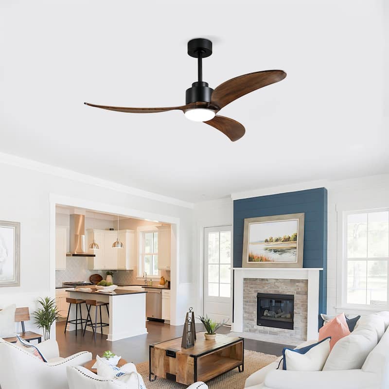 52" Ceiling Fan with Dimmable LED Light Remote Control,Quiet DC Motor 6 Speed Levels,Adjust Height Reversible Ceiling Fan